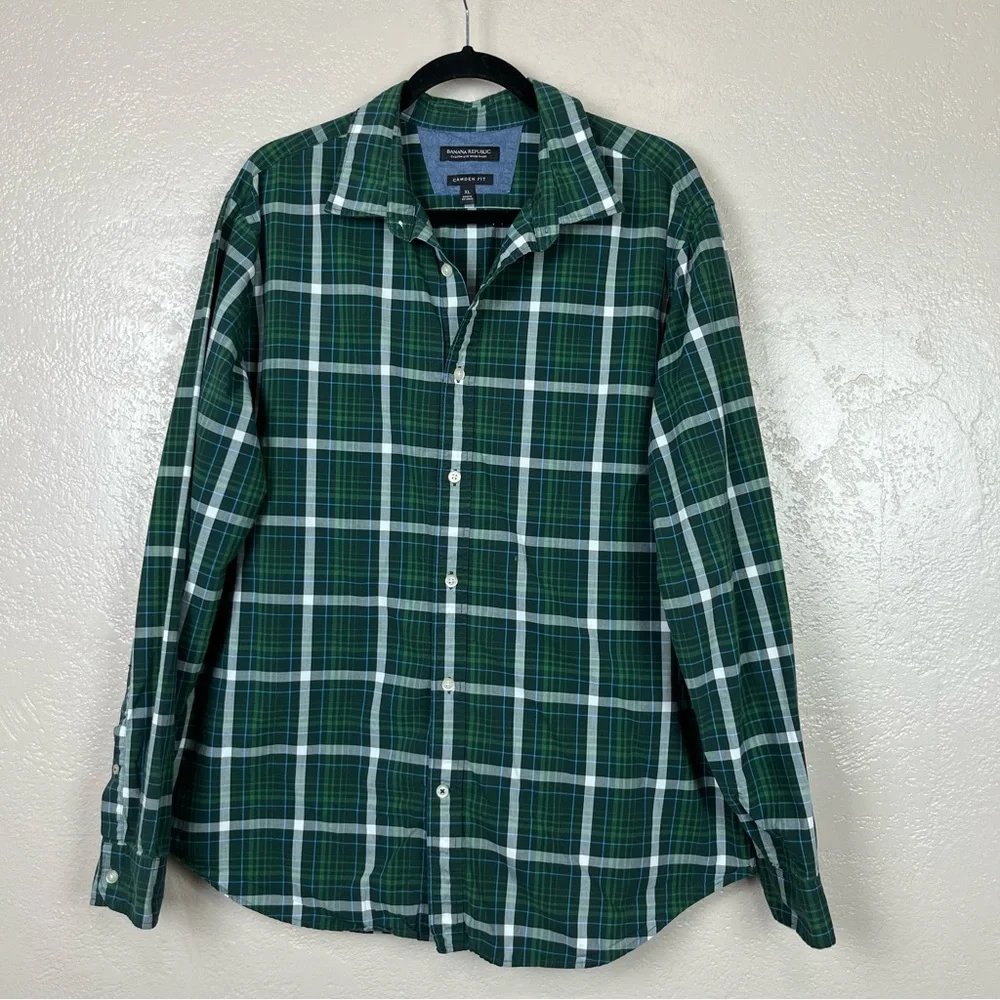 5 for‎ $30 Banana republic men long sleeve bottoms down multicolor plaid shirt